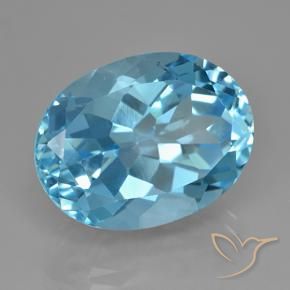 Topacio azul natural de 24,36 ct, corte óvalo, VVS
