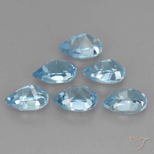 Gemas de Topacio Azul Suizo natural de 3.85 ct, En forma de pera, VS