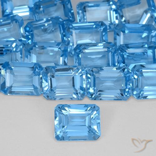 3.01ct Natural Azul Suizo Topacio, corte esmeralda, VVS-VS