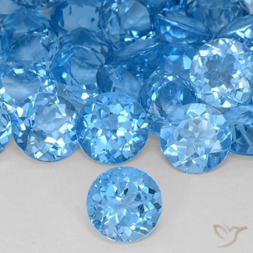4.43ct Natural Azul Suizo Topacio, Redondo, VVS-VS