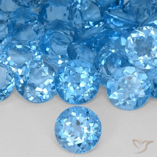 Topacio Azul Suizo natural de 4.43 ct, Redondo, VVS-VS