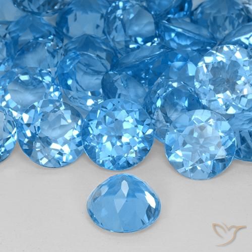 Topacio Azul Suizo natural de 4.43 ct, Redondo, VVS-VS