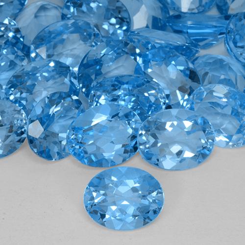 Topacio Azul Suizo natural de 3.08 ct, Ovalada, VVS-VS