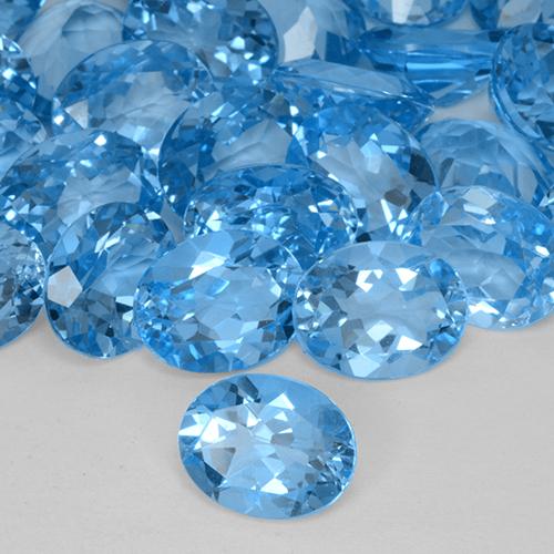 Topacio Azul Suizo natural de 3.08 ct, Ovalada, VVS-VS