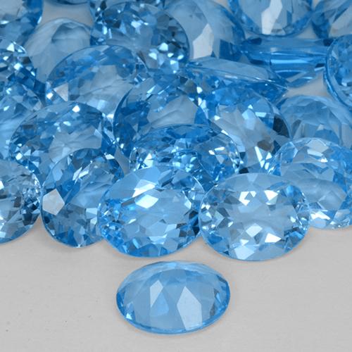Topacio Azul Suizo natural de 3.08 ct, Ovalada, VVS-VS
