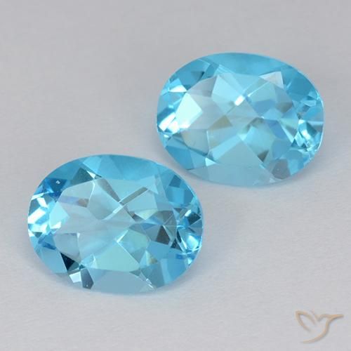 Gemas de Topacio Azul Suizo natural de 4.16 ct, Ovalada, VVS-VS