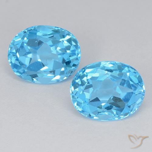 Gemas de Topacio Azul Cielo natural de 5.51 ct, Corte Óvalo, VVS-VS