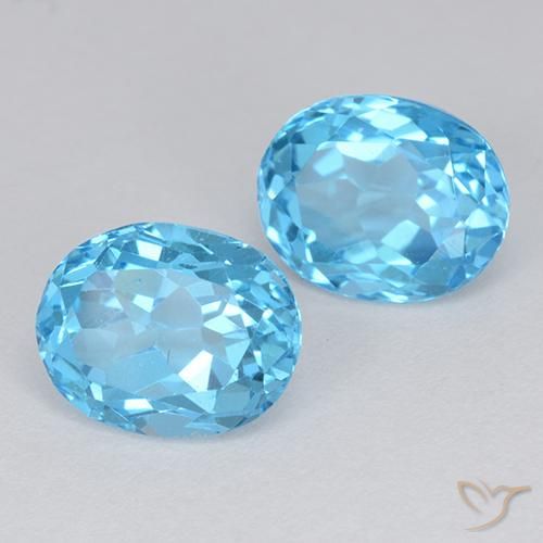 Gemas de Topacio Azul Cielo natural de 5.51 ct, Corte Óvalo, VVS-VS