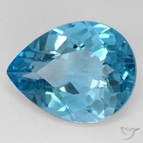 Topacio Azul Suizo natural de 30.91 ct, En forma de pera, VVS