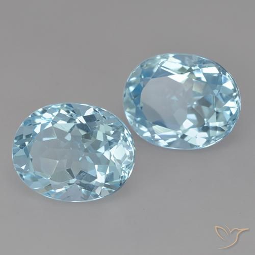 Gemas de Topacio Azul Cielo natural de 6.89 ct, Ovalada, VVS-VS