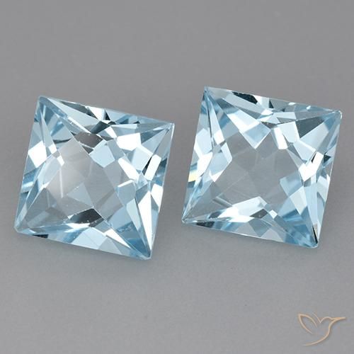 Gemas de Topacio Azul Cielo natural de 6.31 ct, Cuadrado, VVS-VS