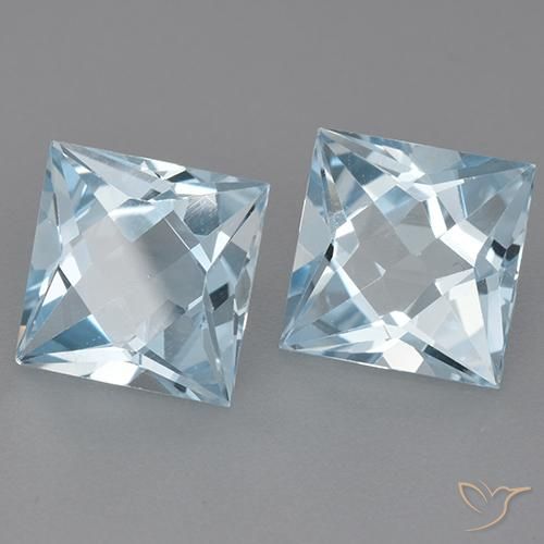 Gemas de Topacio Azul Cielo natural de 6.22 ct, Cuadrado, VVS