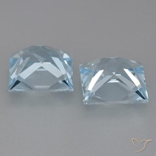Gemas de Topacio Azul Cielo natural de 6.22 ct, Cuadrado, VVS