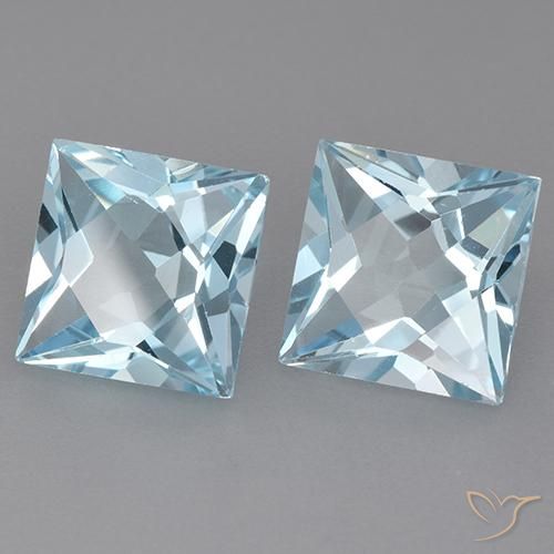 Gemas de Topacio Azul Cielo natural de 5.92 ct, Cuadrado, VVS-VS