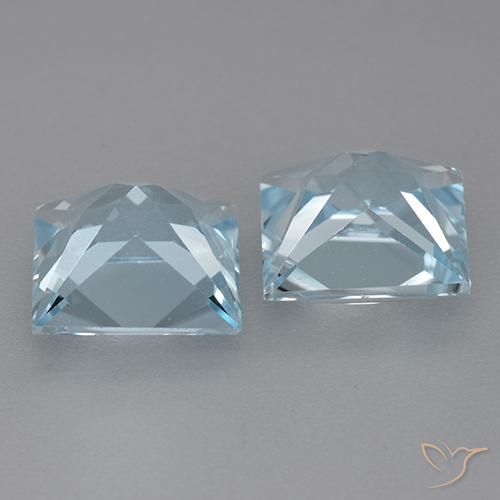 Gemas de Topacio Azul Cielo natural de 6.29 ct, Cuadrado, VVS-VS