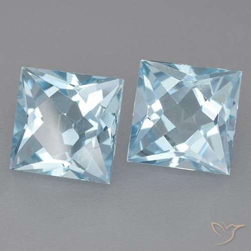 Gemas de Topacio Azul Cielo natural de 6.58 ct, Cuadrado, VVS