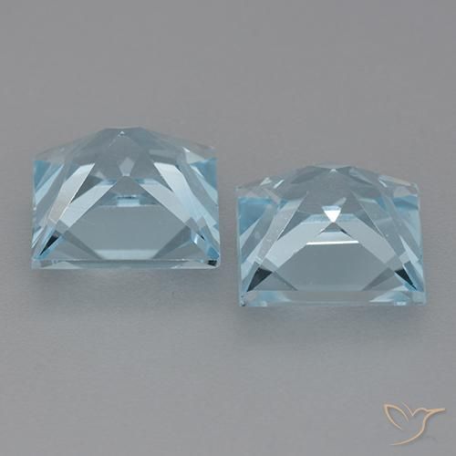 Gemas de Topacio Azul Cielo natural de 6.58 ct, Cuadrado, VVS