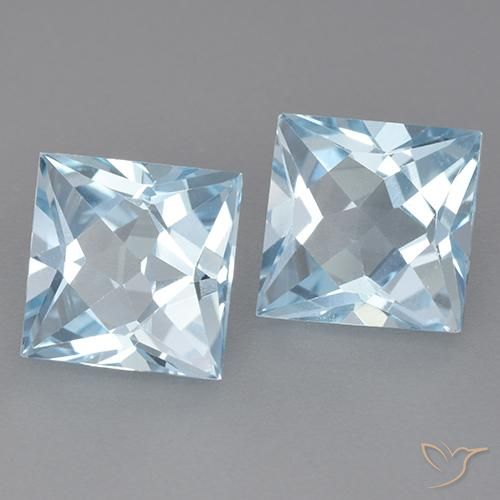 Gemas de Topacio Azul Cielo natural de 6.11 ct, Cuadrado, VVS