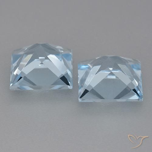 Gemas de Topacio Azul Cielo natural de 6.11 ct, Cuadrado, VVS
