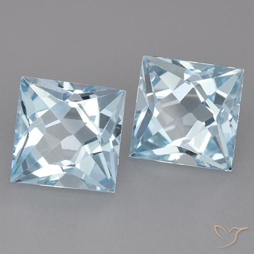 Gemas de Topacio Azul Cielo natural de 6.59 ct, Cuadrado, VVS