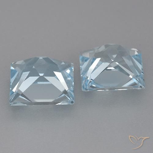 Gemas de Topacio Azul Cielo natural de 6.59 ct, Cuadrado, VVS
