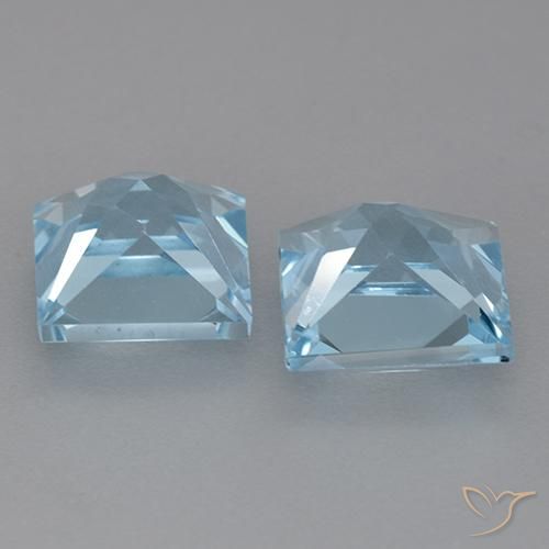 Gemas de Topacio Azul Cielo natural de 6.43 ct, Cuadrado, VVS