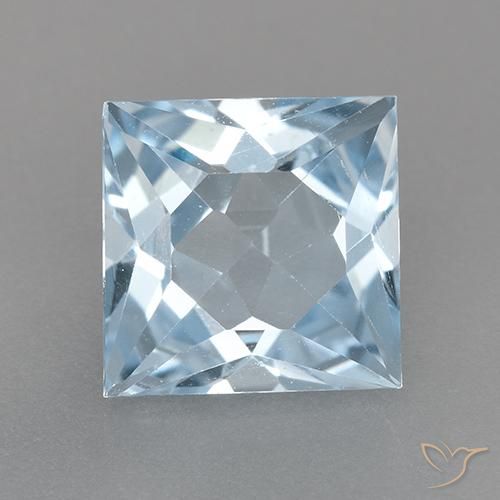Topacio azul natural de 2,89 ct, cuadrado, VVS-VS