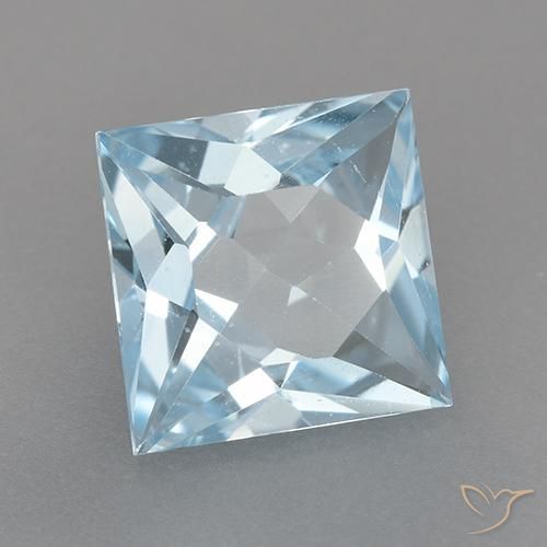 Topacio azul natural de 2,89 ct, cuadrado, VVS-VS