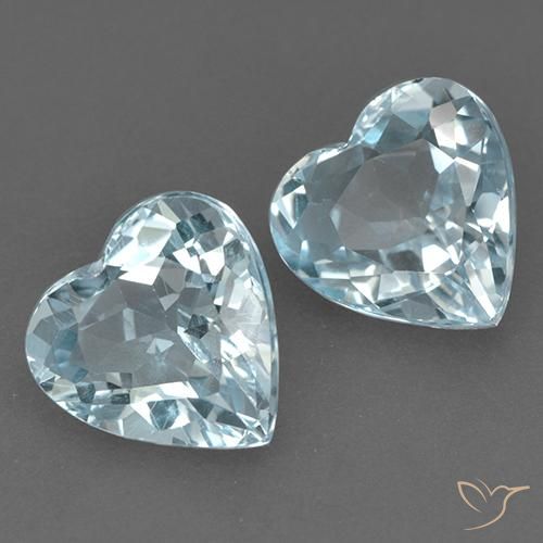 Gemas de Topacio Azul Cielo natural de 8.85 ct, Corazón, VVS-VS