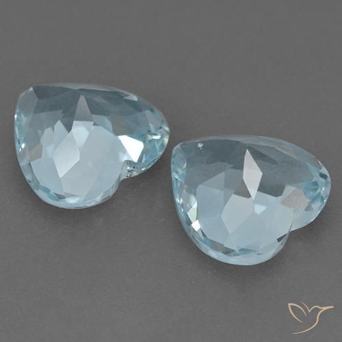 Gemas de Topacio Azul Cielo natural de 8.85 ct, Corazón, VVS-VS