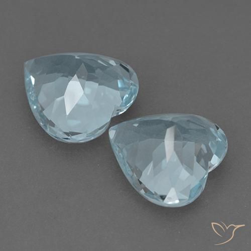 Gemas de Topacio Azul Cielo natural de 8.04 ct, Corazón, VVS-VS