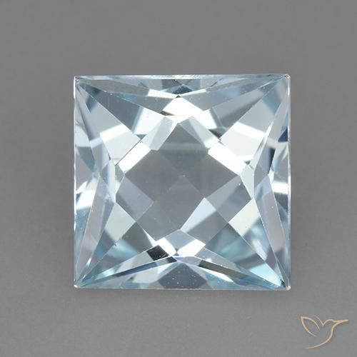 3.32ct Natural Azul Cielo Topacio, Cuadrado, VVS