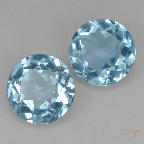 Gemas de Topacio Azul Suizo natural de 4.16 ct, Redondo, VS