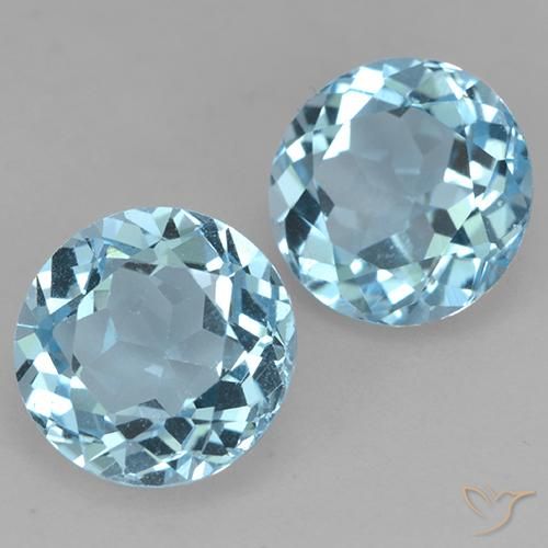 Gemas de Topacio Azul Cielo natural de 4.63 ct, Redondo, VS