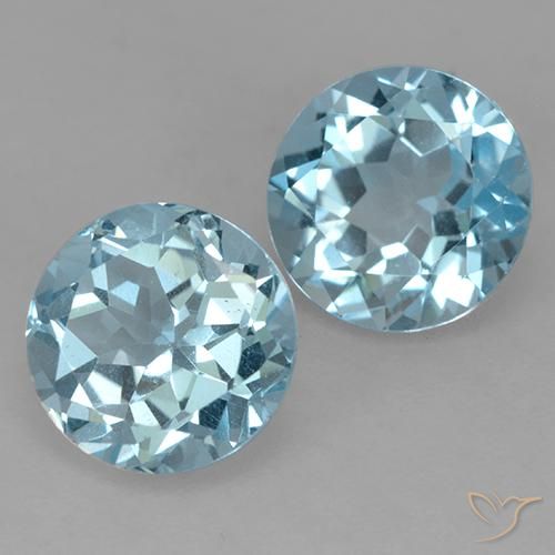 Gemas de Topacio Azul Cielo natural de 4.51 ct, Redondo, VS