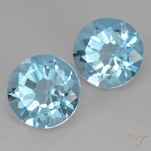 Gemas de Topacio Azul Suizo natural de 4.75 ct, Redondo, VS
