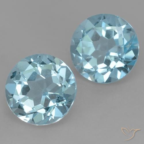 Gemas de Topacio Azul Suizo natural de 4.98 ct, Redondo, VS