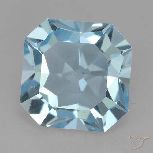 Topacio azul natural de 4,23 ct, corte esmeralda, VVS-VS