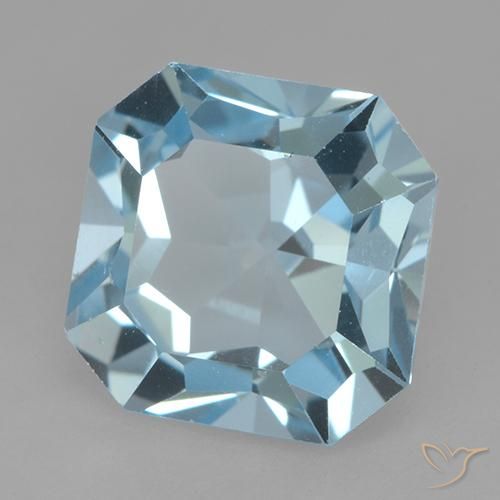 Topacio azul natural de 4,23 ct, corte esmeralda, VVS-VS