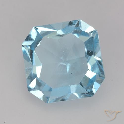 Topacio Azul Cielo natural de 4.11 ct, Corte Octágono / Esmeralda, VVS-VS
