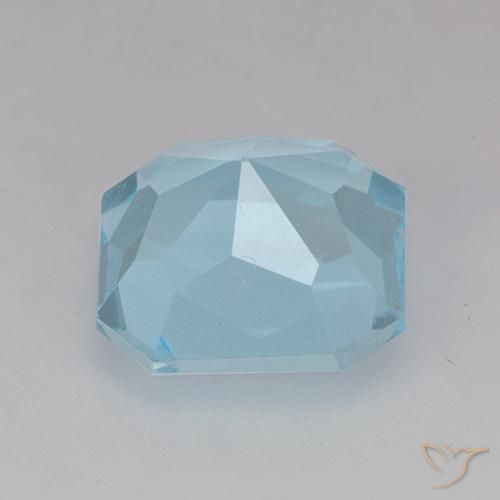 Topacio Azul Cielo natural de 4.11 ct, Corte Octágono / Esmeralda, VVS-VS