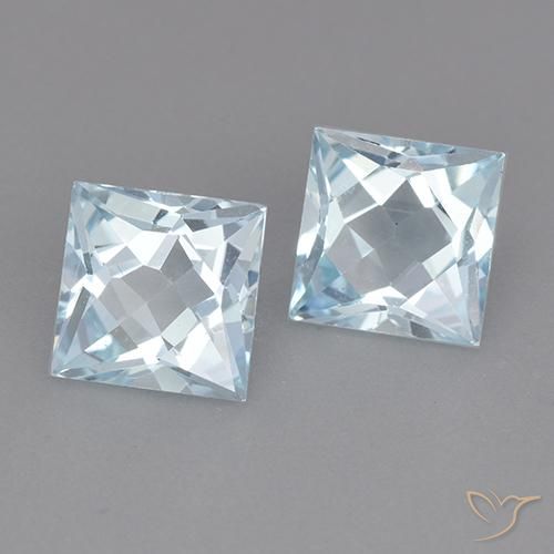 Gemas de Topacio Azul Cielo natural de 4.18 ct, Cuadrado, VVS-VS