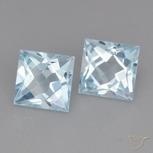 Gemas de Topacio Azul Cielo natural de 4.31 ct, Cuadrado, VVS