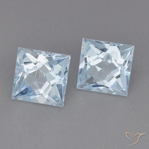 Gemas de Topacio Azul Cielo natural de 4.06 ct, Cuadrado, VVS-VS