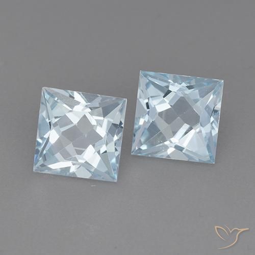 Gemas de Topacio Azul Cielo natural de 4.16 ct, Cuadrado, VVS-VS