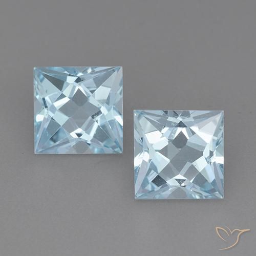 Gemas de Topacio Azul Cielo natural de 4.44 ct, Cuadrado, VVS