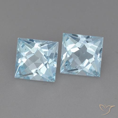 Gemas de Topacio Azul Cielo natural de 4.44 ct, Cuadrado, VVS