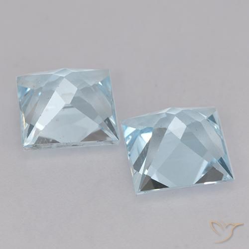 Gemas de Topacio Azul Cielo natural de 4.28 ct, Cuadrado, VVS