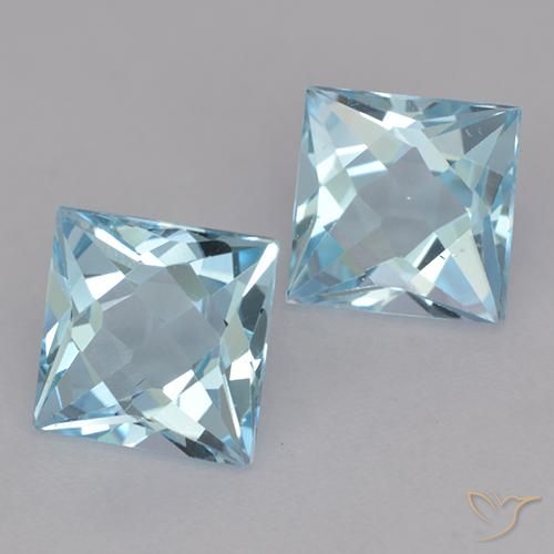 Gemas de Topacio Azul Cielo natural de 4.02 ct, Cuadrado, VVS-VS