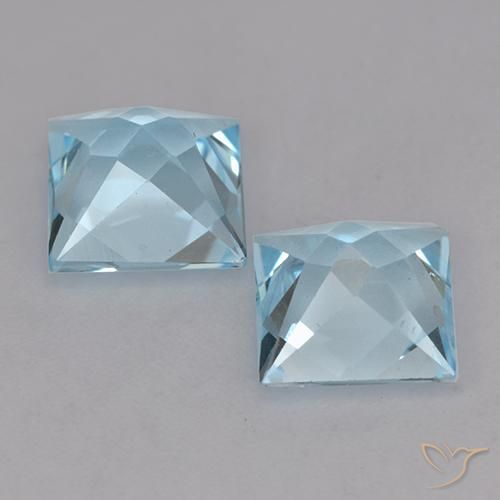 Gemas de Topacio Azul Cielo natural de 4.02 ct, Cuadrado, VVS-VS